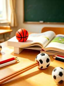 Colorful Creative Football & Basketball Shaped Pencil Sharpener, PVC Material, Portable Single-Hole Manual Pencil Sharpener, Office Supplies, Student Learning Aid Tool, Creative Stationery Gift, Suitable For Friends Or Family - A - View 6