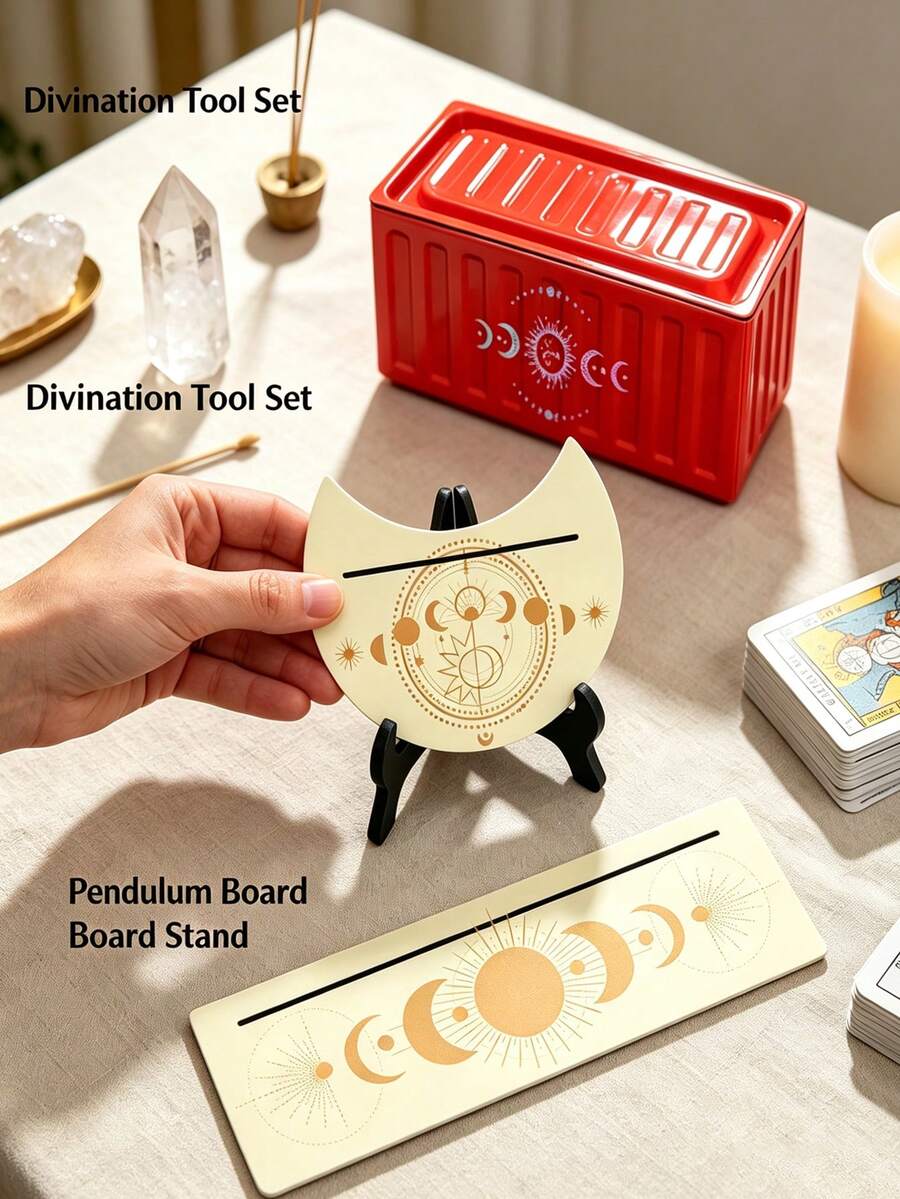 Card Storage Set - Storage Box+2pcs Card Holder, Durable Stackable Storage Box, With Star Moon Theme Pattern, Card Collection Storage Box, For Business Card Storage, Desktop Vanity Organizer, For Christmas, Halloween, Ramadan, Parties, Birthdays - Multicolor - View 1