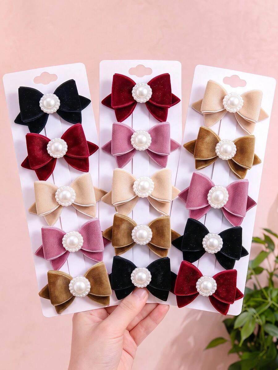 2/6/10pcs/Set Velvet Bow Hair Accessories, Sweet Hair Clips - Suitable For Girls And Women, Perfect For Daily Wear And Vacation - Multicolor - View 1