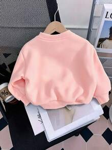 3-delat set med rundhalsad sweatshirt, tryck med kapybara, donut och milk tea-mönster, ny bekväm babyoutfit för höst/vinter - Rosa - Visa 8