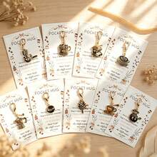 9pcs Creative Novel Alloy Coffee Series Theme Keychains, With Pocket Hug Coffee Greeting Cards, Perfect Gift For Coffee Lovers, Best Friends, Cute Bag Accessories, Suitable For Friends, Family, Colleagues, Party Gatherings - Multicolor - View 7