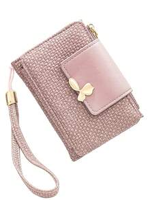 Women's Vintage Straw-Woven Texture PU Short Multi-Function Wallet, Large Capacity Card Holder With Exquisite Metal Flower Logo, Casual Wristlet Bag Suitable For Various Occasions - Multicolor - View 14