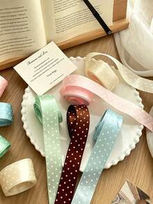 Polka Dot Satin Shiny Gift Wrapping Ribbon Bow Floral Decoration Holiday Ribbon Woven Tape Floral Binding Rope Cake Birthday Gift Box Packaging Colorful Ribbon Bow - New Model - View 3
