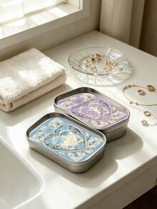 Creative Vintage-Style Metal Storage Box Featuring An Angel Motif; Suitable For Use As A Jewelry Box, Trinket Container, Or Desktop Organizer For Bedroom Vanities. Portable For Travel And Business Trips, And Ideal For Daily Use Or As A Holiday Gift. - Multicolor - View 2
