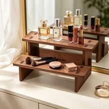 Rak Pajangan Bertingkat Kayu Dua Lapis, Rak Penyimpanan Figur Kotak Buta, Organizer Kosmetik dan Parfum Meja, Rak Pajangan Bertingkat Dekoratif - MultiWarna - View 1