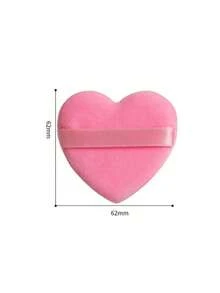 10/20/60pcs Heart Shaped Velvet Cotton Makeup Pads, Suitable For Contouring, Eye And Eye Corner Areas, Base Makeup Blending Container, Fit All Skin Types - Pink - View 5