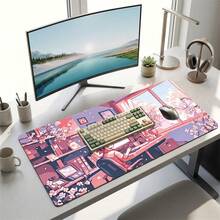 Cartoon Pink Girl Study Room Pattern Gaming Mouse Pad, Non-Slip Rubber Desk Mat, Smooth Sliding Surface, Suitable For Computer Laptop Office Home, Cute Abstract Art Decor, Back To School Supplies - A - View 2
