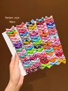 40pcs Random Color Floral Bow Hair Clips, Sweet Style Hair Accessories Suitable For Daily Wear - Multicolor - View 6