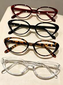 Cat Eye Exquisite Popular Design New Portable Plastic Frame Women's Transparent Glasses, Suitable For Outdoor Party Street Photography Decoration - Clear - View 4