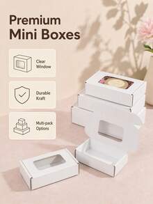 1/5/10pcs Rectangular Kraft Paper Gift Boxes With Transparent Window, Mini Gift Boxes For Baking, Candy, Chocolate, Jewelry Display, Suitable For Wedding Favors, Bridal Shower, Bachelorette Party, Bridesmaid Invitation And Birthday Party Decoration - White - View 3