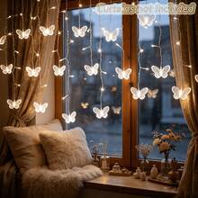 1PC LED Butterfly Curtain Light, Fairy Decoration Light, Suitable For Christmas, Bedroom, Living Room, Windows, Walls, 8 Lighting Modes, USB Power Supply, Romantic Atmosphere Decoration Light, Used For Indoor Home Decoration, Birthday Celebration - Butterfly Curtain Light - View 4
