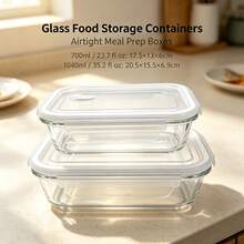 3pcs High Borosilicate Glass Food Storage Containers With Lids, Multi-Size Divided Bento Box Set (1/2/3 Compartments), Leak-Proof Meal Prep Boxes, Kitchen Storage Organizer, Suitable For Refrigerator, Office, School, Picnic And Camping Snack Boxes - Clear - View 20