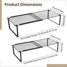 Expandable Metal Cabinet Shelf Organiser, Adjustable Stackable Storage Rack, Heavy Duty Mesh Countertop Shelf For Kitchen, Wardrobe, Cupboard, Pantry & Bathroom Storage - Black - View 11