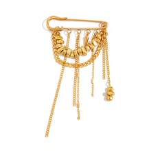 1pc Niche Design Vintage Punk Chain Brooch, Asymmetrical Crushed Stone Tassel Brooch, Cool Street Style Accessory - Silver - View 5