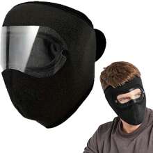 Winter Thickened Windproof Face Mask Unisex Windproof Cold Protection Full Face Head Cover For Electric Bike Riding (Black) - Black - View 3