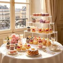 Kệ trưng bày cupcake bằng acrylic trong suốt hình tròn nhiều tầng, giá trưng bày món tráng miệng, phù hợp trang trí bánh sinh nhật, tiệc cưới và triển lãm - Nhiều màu - Xem 2