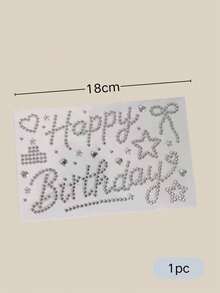 1pc Birthday Theme Rhinestone Face Decoration Sticker, English Happy Birthday Bow Heart Star Rhinestone Pattern, Self-Adhesive Glue-Free Design, Theme Party Banquet Photography Girl Style Facial Makeup Embellishment Sticker - Multicolor - View 6