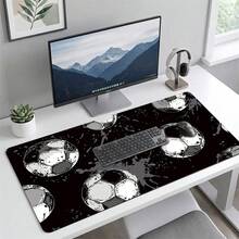 Black Background Football Pattern Gaming Mouse Pad, Non-Slip Rubber Desk Mat, Smooth Gliding Surface, Suitable For PC Laptop Office Home, Sports Abstract Art Decor, Back To School Supplies - A - View 9