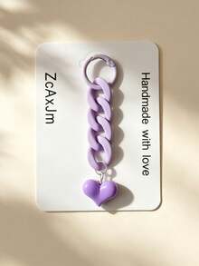 1pc Acrylic Colorful Chain Keychain, Also Suitable For Wallet, Handbag And Other Bag Decoration Pendant, Exquisite Heart-Shaped Decorative Accessory - Multicolor - View 10