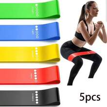 1/5pcs TPE Elastic Bands, Thickened Yoga Resistance Bands, Rubber Strength Training Butt Lift Loops - Multicolor - View 5