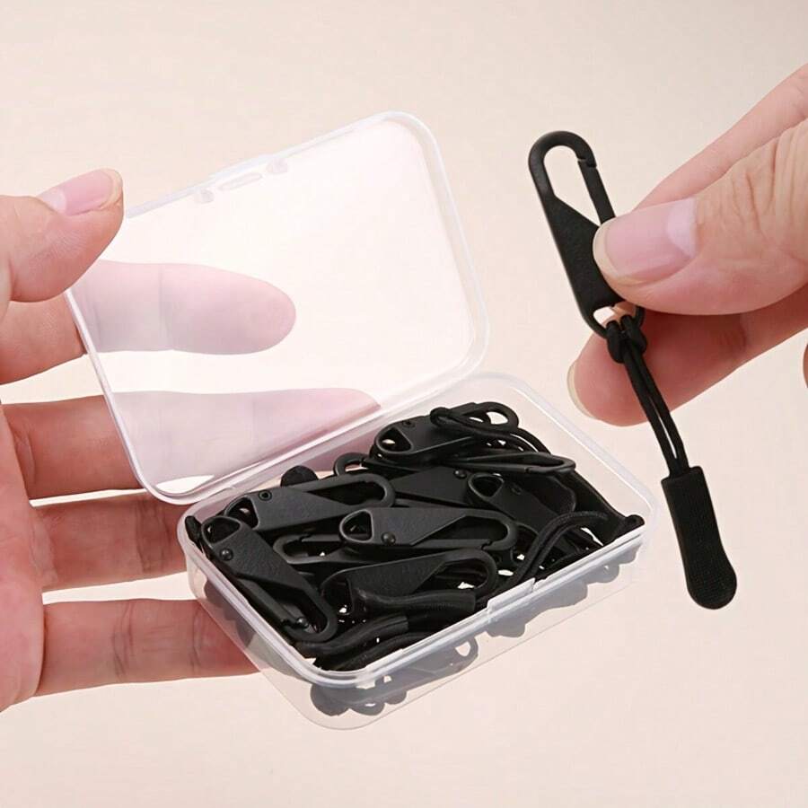 20pcs Black Zipper Pull Replacement Heads With Detachable Extension Rods, Suitable For Luggage, Backpacks, Jackets, Clothing, Handbags, Sewing Enthusiasts, Home Use - Stylish Zipper Pull - View 1