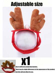Christmas Reindeer Antlers Pet Headband With Adjustable Hook And Loop Strap; Decorative Accessory For Dogs And Cats. Suitable For Christmas Dress-Up, Holiday Parties, Holiday Pet Photography And Christmas Gifts For Pets. - Multicolor - View 11