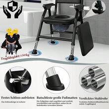 Folding Steel Commode Chair Portable Toilet With Safety Lock And 9 Litre Pail - 26DXY-wIN-uK-sJ-mTY - View 7