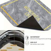 Luckybutterfly Grey Marble Golden Frame "Wonderful Life" Print Washing Machine Top Cover Mat, Non‑Slip Waterproof Dust‑Proof Washer Dryer Protector Pad, Modern Laundry Room Home Decor - Grey - View 9