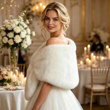 1pc Faux Cashmere Bridal Shawl Cape, Winter Warm Shawl, Suitable For Winter Wedding, Evening Party, Ball, Post-Ceremony Photo Shoot And Banquet Dress Accessory - Multicolor - View 5