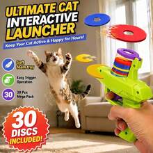 Interactive Cat Toy Launcher - Foam Disc Launcher, Suitable For Indoor Play, No Batteries Required, Fun For Kittens And Adult Cats - Multicolor - View 2