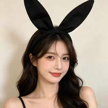 1pc Halloween Satin Personalized Holiday Party Rabbit Ear Headband, Suitable For Holiday Dress Up - Black - View 6