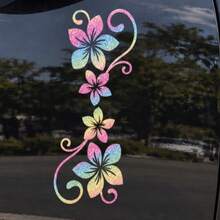 Colorful Glitter Floral Car Stickers, Personalized Floral Scroll Pattern Car Body Decoration Stickers, Waterproof Wear-Resistant Car Body Modification Decals - A - View 5