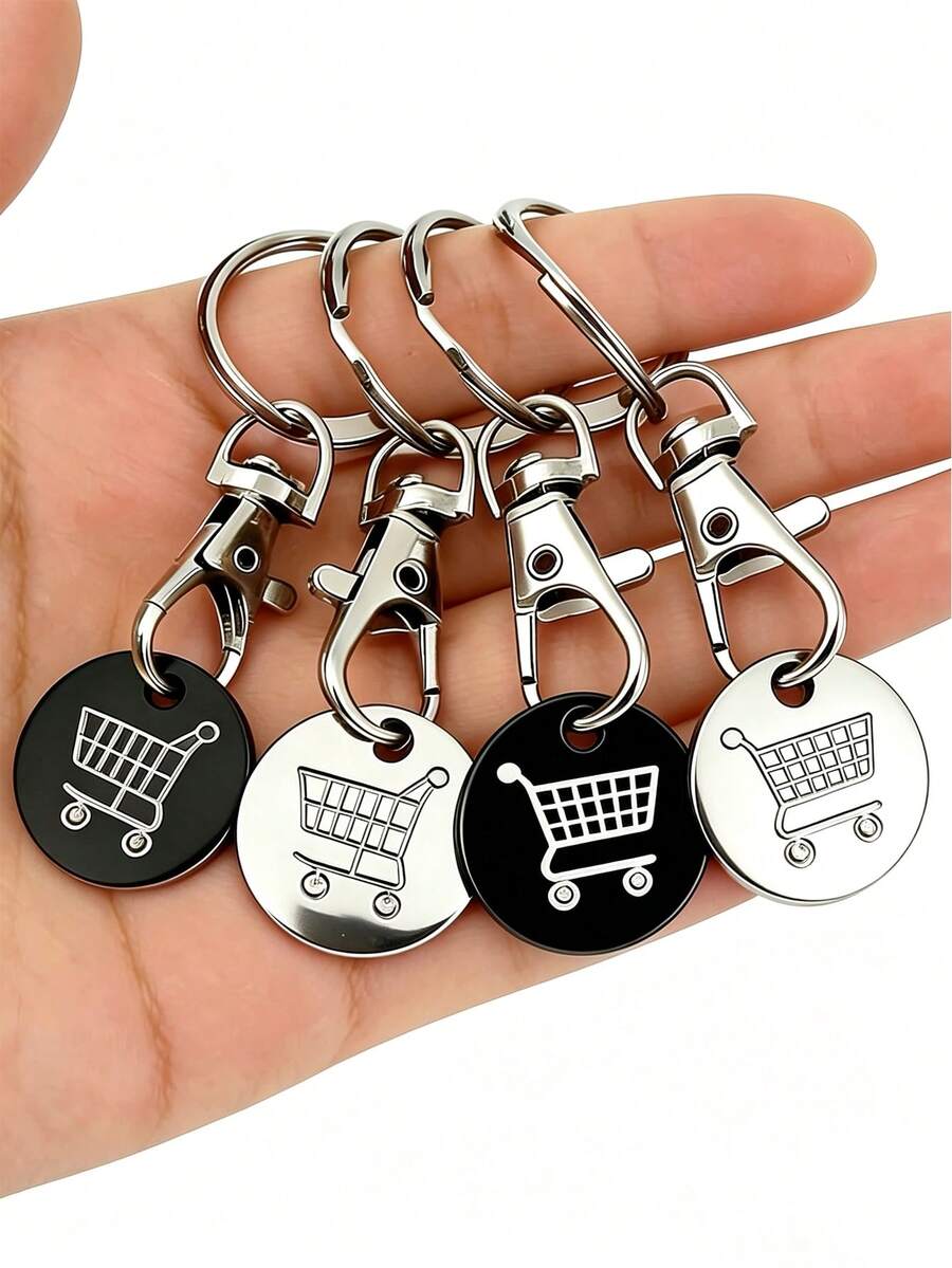 3pcs Supermarket Shopping Cart Token Set, Anti-Loss Token Keychain Pendant, Keyring Design,Bag Accessories, Keychain Accessories. - A - View 1