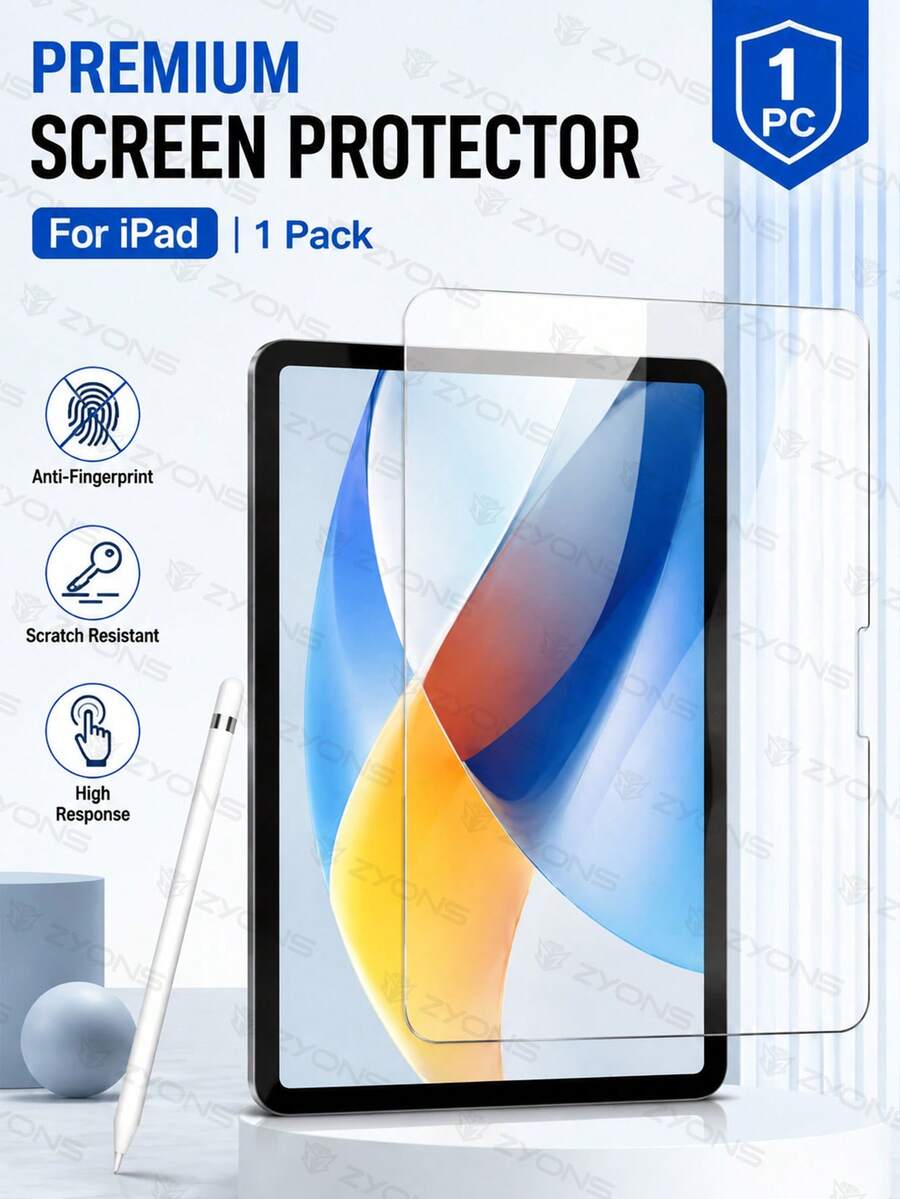 ZYONS 1pc Tablet Screen Protector, Compatible With IPad 11th Gen/10/11 Inch/10.9 Inch 2026/2025/2022, [Compatible With Face ID And Apple Pencil], Ultra-Hard Tempered Glass Film, Scratch-Resistant, Bubble-Free, High Definition, Anti-Explosion, Anti-Fingerprint, Tablet Screen Protector, Compatible With Apple Mini/Air/Pro 11 13 12.9, Birthday, Gift For Family, Friends, Tablet Screen Protector, Tablet Accessories, Waterproof, Shockproof, Anti-Drop Full Coverage, Compatible With Tablet Case