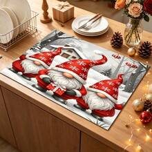 1pc Dish Drying Mat, Coffee Machine Pad, Christmas Snowflake Pattern Tableware Drying Mat, Desktop Decoration Protective Pad, Suitable For Winter Home Dining Table, Kitchen Countertop Scenes, Practical Soft Dish Drainer Mat To Create Warm Holiday Atmosphere, Multi-Purpose Drying Mat, Home Gift, Desktop Decor - XYLSD-1120 - View 6