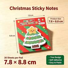 8/4pcs Christmas Sticky Notes Office Memo Notepad Cute Snowman Bell Design Student Reward Sticker Book Christmas Gift - Notebook - View 2