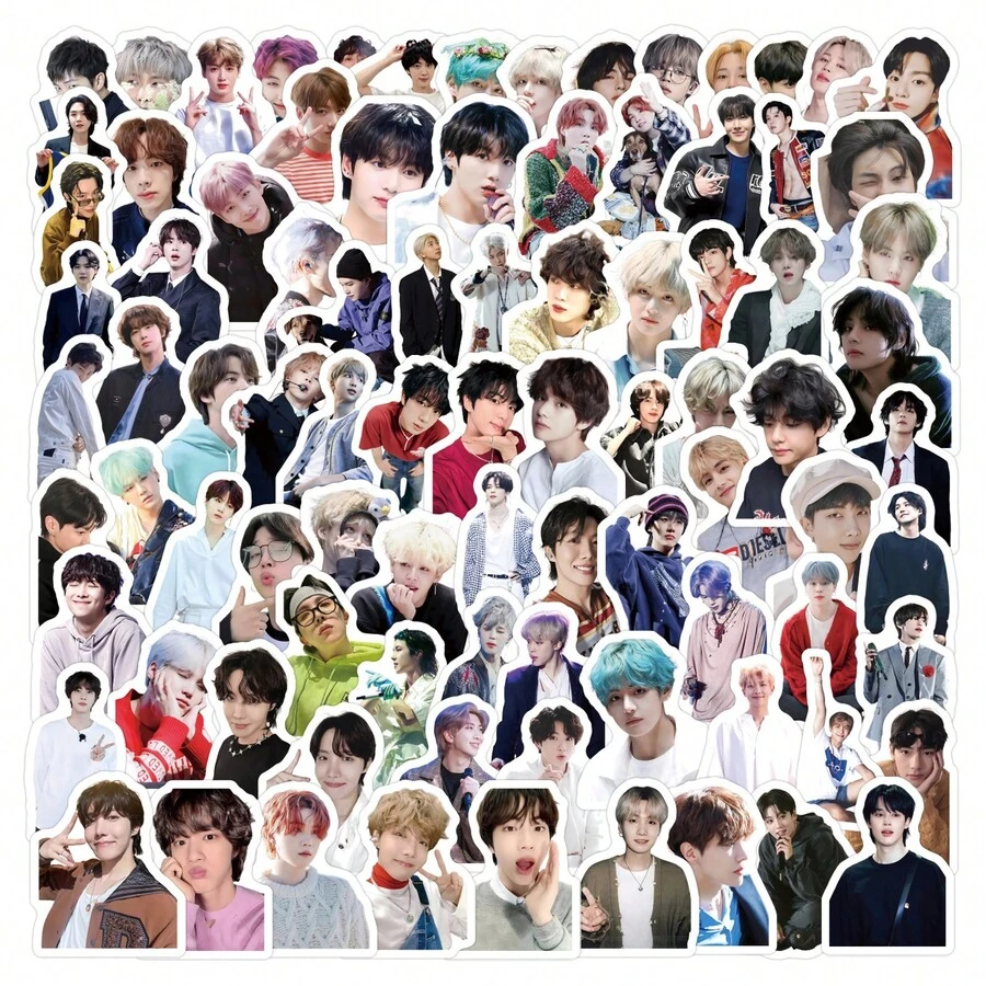 Hasbro 105pcs New BTS Graffiti Stickers, Decorative Cartoon Stickers For Notebook, Luggage, DIY - Style Random - View 1