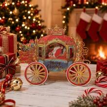1pc 3D Christmas Pop-Up Greeting Card, Creative Holiday Paper Card, Elegant Carriage Design, Christmas Celebration Holiday Decoration Card, Surprise Message Card - Multicolor - View 9