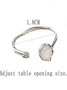 1pc Cat Eye Stone Ring For Women, Fashion Minimalist Index Finger Ring, Unique High-End Stackable Ring - Silver - View 5