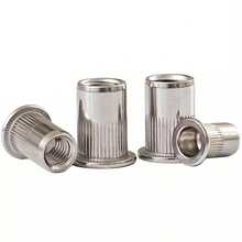 304 Stainless Steel Rivet Nut, Flat Head Vertical Ribbed Rivet Nut, Rivet Nut M5 - Multiple Styles - View 3