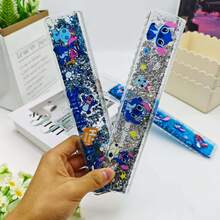 Disney Stitch 20CM Quicksand Ruler, Lilo & Stitch Glitter Oil Painting Straight Ruler, Wavy Ruler Stationery - Multicolor - View 4