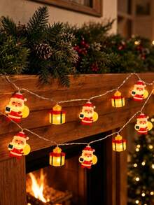 1pc Christmas Santa Claus & Gift Box LED String Lights, Warm Glow Festive Fairy Lights For Christmas Tree, Window, Fireplace & Holiday Home Decor - Multicolor - View 2