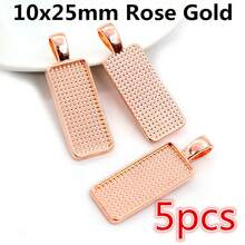 5pcs Rectangle Pendant Cabochon Blank Base Setting Bezel Tray 10x50mm/10X25mm/25x50mm Inner Size Alloy DIY Jewelry Making Accessories - Rectangular Base - View 16