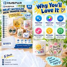 ورق نقل ملصقات مائي شفاف HUSPER A4 للطباعة بنفث الحبر، ورق مائي شفاف قابل للطباعة DIY للأكواب والزجاج والسيراميك والشموع والحرف اليدوية، ديكورات هالوين والكريسماس والعطلات - A - مشاهدة 7