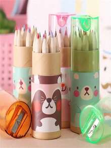 12 buah/kotak Pensil Warna-warni Lucu, Alat Tulis Kreatif, Desain Beruang Lucu, Hadiah Halloween, Thanksgiving, dan Natal untuk Siswa - MultiWarna - View 2
