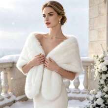 1pc Faux Cashmere Bridal Shawl Cape, Winter Warm Shawl, Suitable For Winter Wedding, Evening Party, Ball, Post-Ceremony Photo Shoot And Banquet Dress Accessory - Multicolor - View 1