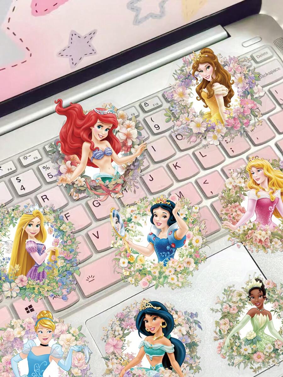 Disney 50pcs Princess Stickers For Decoration Of Planner, Diary, Scrapbook, Notebook, Luggage, Envelope, Greeting Card, Tablet, Water Bottle - Multicolor - View 1