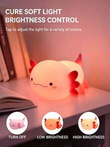 1PC Cute Piranha Night Light, Soft Silicone LED Lamp With Touch Control, USB Rechargeable Bedside Lamp, Auto-Off Timer, Suitable For Bedroom, Dorm Room, Desk, Home Decor, Cute Gift - Multicolor - View 8