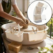 1/2/3Pcs [Ceramic Tool Storage]White 3-Slot Adjustable Pottery Wheel Tool Rack, Ceramic Tool Storage Holder, Ceramic Tool Rack, Tool Storage Box, Multifunctional Storage Box, Brush Storage, Makeup Brush Storage,Suitable For Studios & Craft Lovers - Multicolor - View 1