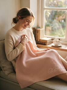 Customized Embroidered Knitted Baby Blanket: Personalized Name Pattern, Embroidered Letters, Customized Embroidered Text Pattern Blanket, Soft Breathable Knitted Fabric, Blanket, Comfortable Gift, Creative Birthday Gift - Multicolor - View 11